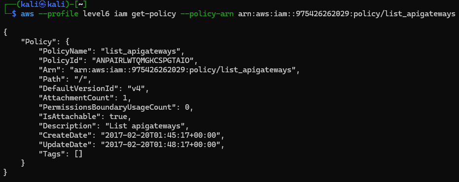get detail user policy